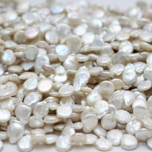 13-14mm White Coin Freshwater Pearl Beads Strands Wholesale, Side Drilled Hole E190008